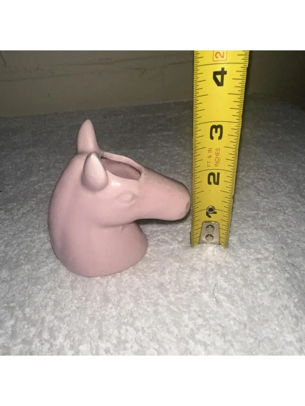 Pink Ceramic Horse Head Tooth Pick Air Plant Succulent Holder.